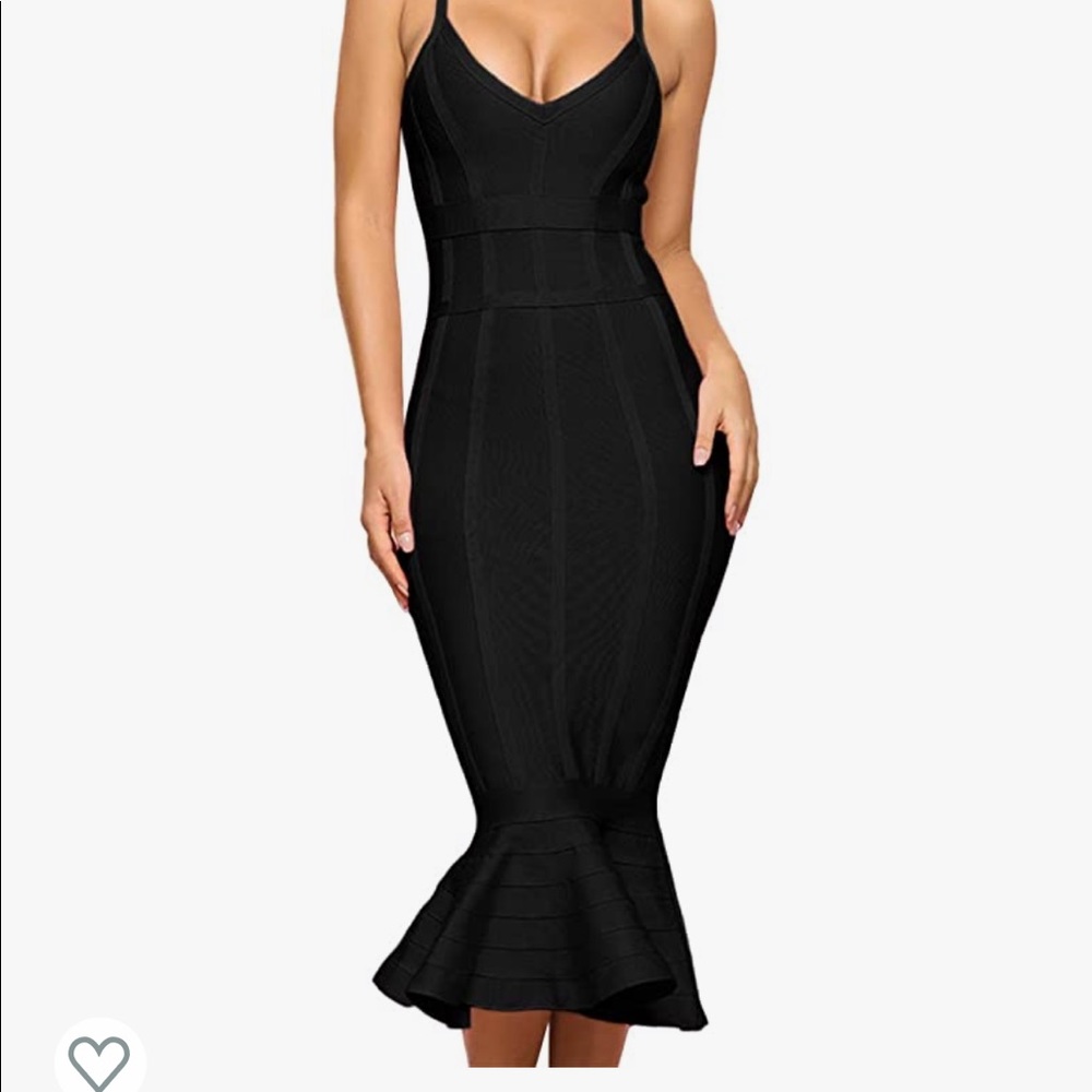 Black bodycon midi dress